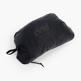 view of the ciele athletics VNTJacket lightweight running jacket for men in shadowcast color when folded in one of it's pocket