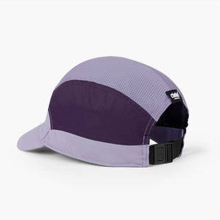 underbrim view of the ciele athletics FSTCap unisex running hat with a curved brim in light grape color