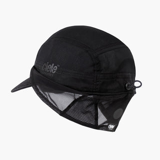 back view of ciele athletics GOCap solar unisex running hat from the Elite collection in shadowcast color, with the side shield unfolded