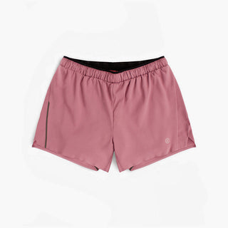 front view of ciele athletics DLYShort 4 inch with a long brief in deco rose color