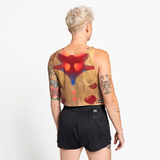 back view of the ciele athletics lightweight, race ready and performance driven Singlet for womens named RDCRPSinglet in sphinx color, on a model