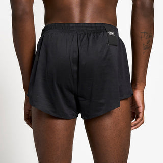 close back view of the ciele athletics lightweight, race ready and performance driven short named RDShort in shadowsphinx color, on a model