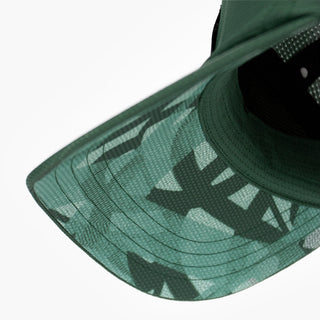 underbrim view of the ciele athletics FSTCap unisex running hat with a curved brim in emerald color