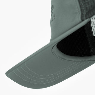 underbrim view of the ciele athletics TRLCap unisex running hat with curved brim in silver pine color