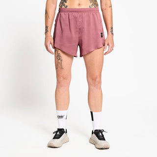 front view of ciele athletics ATShort 4 inch with liner short in deco rose color on a model